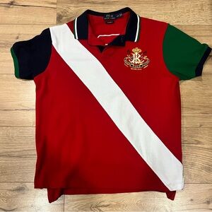 VINTAGE Y2k Polo Ralph Lauren Polo Colorblock Shirt Size L Red Rugby Custom Fit